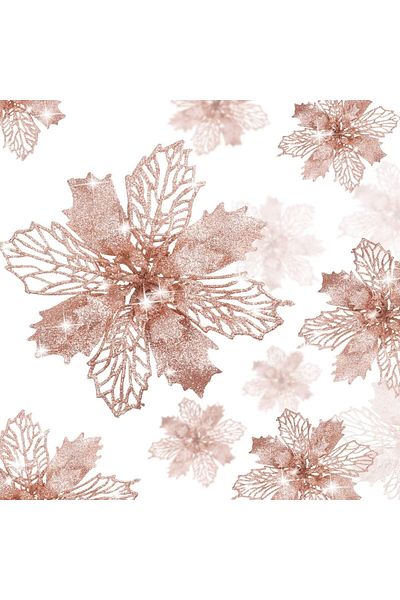 erorex Glitter Poinsettia Flowers 10 Pieces Glitter Tree Ornaments Artificial Poinsettia Flowers For