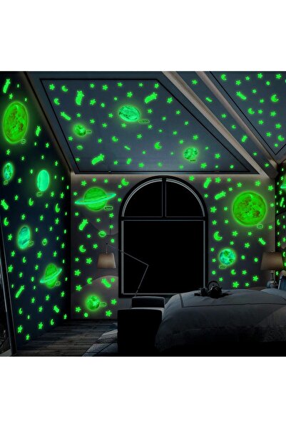 erorex Removable Glow In The Dark Planet Wall Stickers Sun Earth And Stars Glowing Planets Wall Decals
