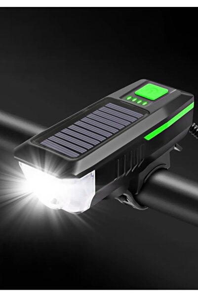 abnturk Güneş Enerjili USB ile Şarj Edilebilir Ledli Bisiklet Farı Scooter Fe...