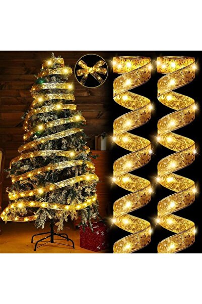 erorex 2 Pack Ribbon Fairy Lights 10M 2X5M 100 Led Ribbon Lights Tree Ribbon Battery Powered Lights Xmas