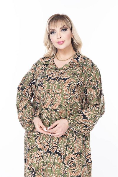 mervemoda Γυναικείο μακρυμάνικο καλοκαιρινό φόρεμα μεγάλου μεγέθους