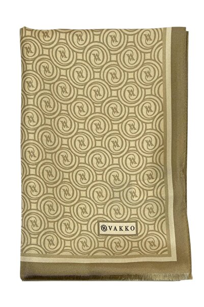 Vakko Twill İpek Şal - Yeni Monogram - Gold