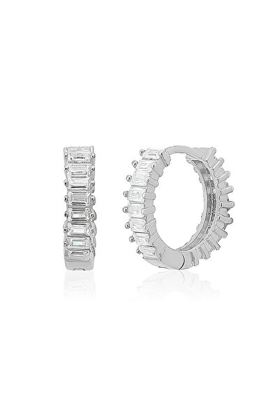 Zanaatsilver 925 Ayar Gümüş Tamtur Baget Taşlı 17 mm Halka Küpe