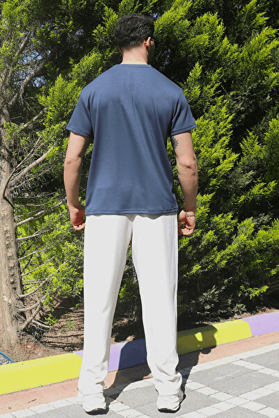 EydaMoon Ανδρικό Smoked Relaxfit μαλακό αντιρυτιδικό μπλουζάκι από ύφασμα