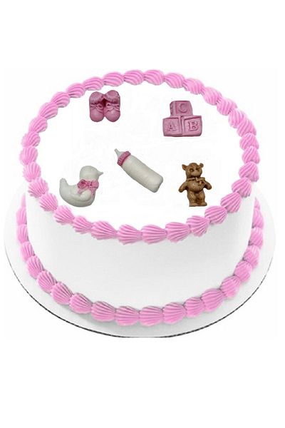 Pasta9 Pink Color Baby Girl Cake Figure from Sugar Dough