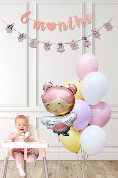 PEKSHOP Peri Kızı Tema 6 Aylık Yarım Yaş Partisi Balon Zinciri Seti 6 Months ...