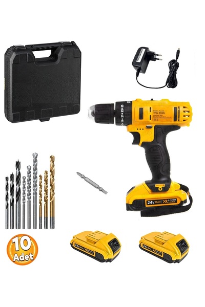 Depolife Şarjlı Kablosuz Matkap 24 Volt Akülü Torklu Vidalama Delme Sökme Tak...