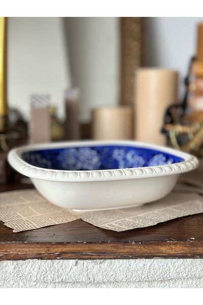 Villeroy & Boch Villeroy Boch Rusticana Blue Square Pit Salad Serving Bowl Porcelain Multi-Purpose Presentation Plate