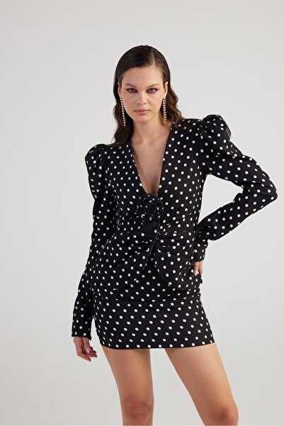 HOLLY LOLLY Black Wilma Blazer - Watermelon Sleeve Jacket with Polka Dots and Rose Accessories
