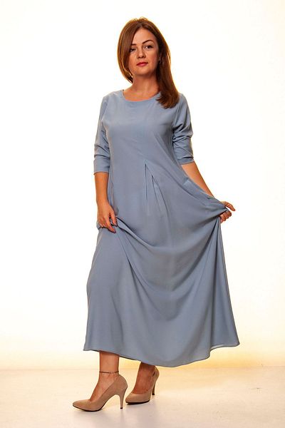 sharin Rochie lungă cu buzunar lungă Baby Blue pentru damă A3-4042