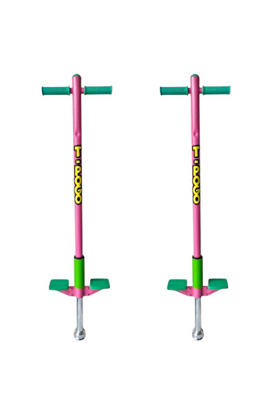 T POGO T-POGO 2 Adet Pembe Pogo Stick, Zıplama Çubuğu, Zıp zıp Oyuncak, 5+ Yaş, 25Kg-55Kg