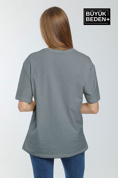 Superlife Women's Plus Size Crew Neck T-Shirt Spr25Btsk10