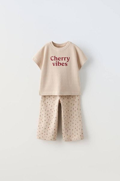 Karan Kids Girl's Waffle Fabric Flared Leg Bottom Top Set