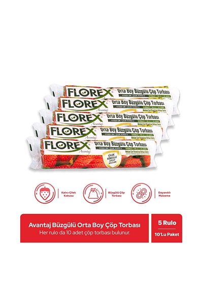 Florex Advantage Series Strawberry Scented Drawstring Medium Garbage Bag X 5 Rolls