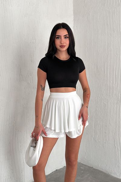 TrendyFashion Fusta albă de damă cu pantaloni scurți