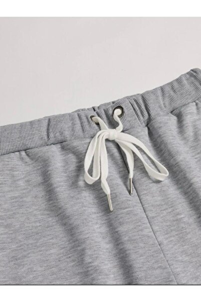 LA VESTİTİ Unisex Oversize White Printed T-Shirt-Grey Jogger Tracksuit