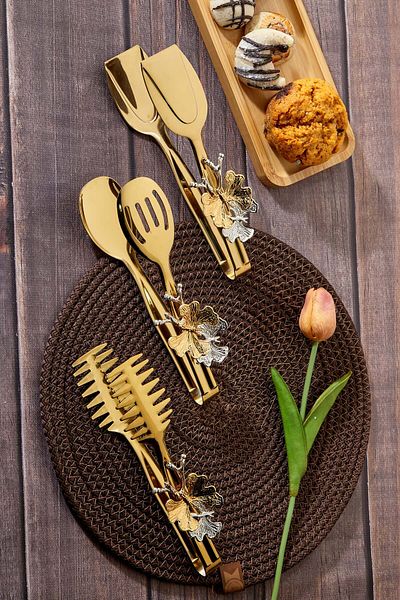 Milenay Set of 3 Premium Decorative Serving Tongs - Butterfly Detail, Elegance and Functionality Together
