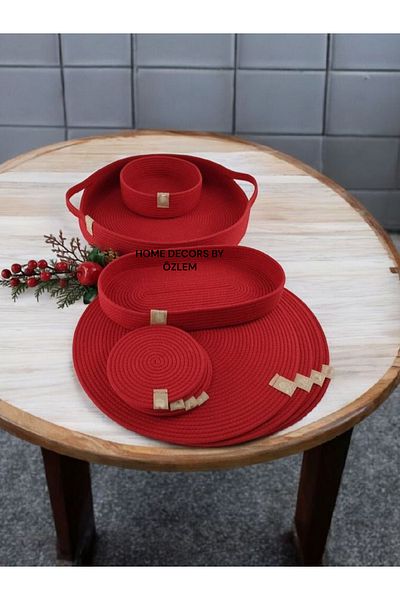 home decors by özlem 6-Person 15-Piece American Service Charger Set Wicker Basket Plate Mat Coaster