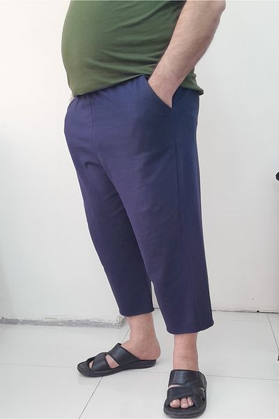 Mertcan Butik Navy Blue Summer Combed Viscose Casual Pocket Capri Length Men's Trousers