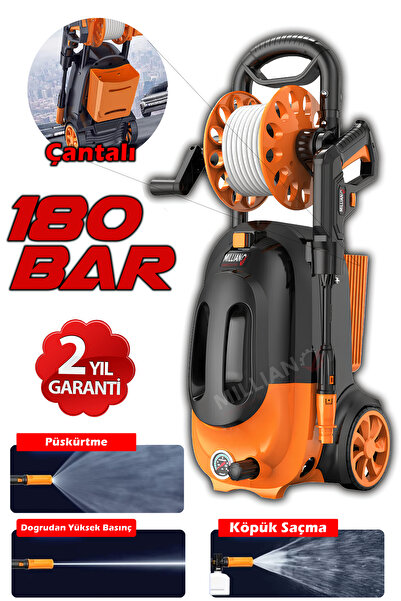 Genel Markalar İtalyan 4500 W - 180 Bar Bakır Sargılı Yüksek Basınçlı Çok Amaçlı Araba Bahçe ve Oto Yıkama Makinesi
