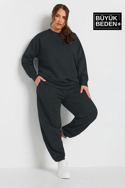 Superlife Süperlife Women's Plus Size Crew Neck Thin Sweatshirt Spr24Bswk56