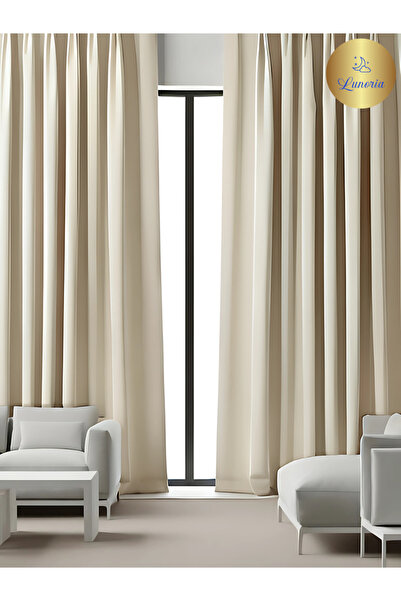 Lunoria Ekstraforlu Krem Rengi Güneşlik Fon Perde