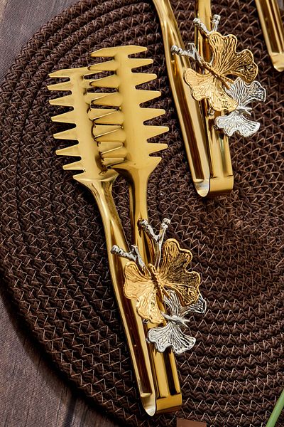 Milenay Set of 3 Premium Decorative Serving Tongs - Butterfly Detail, Elegance and Functionality Together