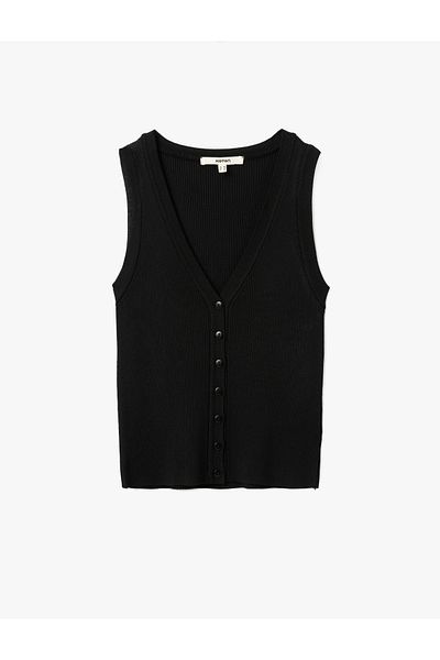 Koton New Season Buttoned Sleeveless V-Neck Knitwear Vest