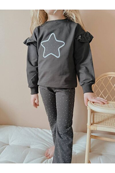 YİGİT BUTİK Yigit Boutique Stone Printed Spanish Trotting Girl's Bottom Top Suit