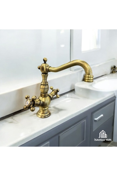 İSAOĞLU YAPI Antik Gold Vintage Batarya Komple Pirinç 5 Yıl Garantili Antik E...