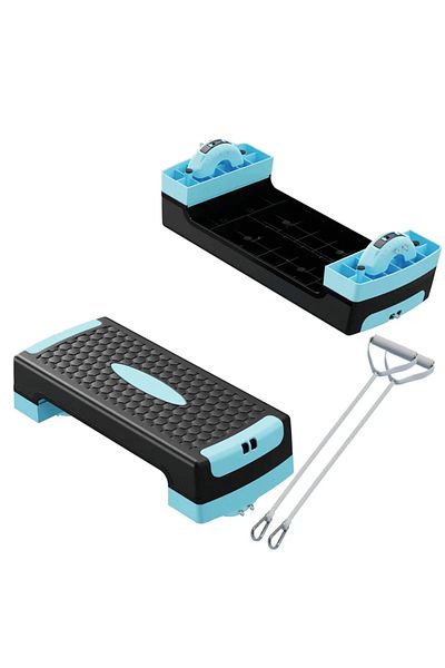 lethe boards 2in 1 Fitness Aerobic Balanced Stepper Board Balance Pedal with Tilt Adjustment and Pull Ropes 68X28X10/15Cm