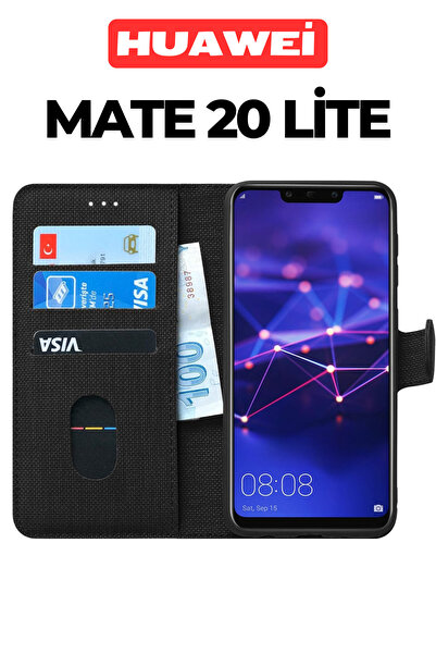 UPEKA HuaweiMate 20 Lite Kılıf Kumaş Desenli Cüzdanlı Standlı Kapaklı Kılıf