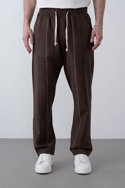 İLKCET MODA Ανδρικό παντελόνι Bohemian Oversize με λεπτομέρεια με κορδόνια