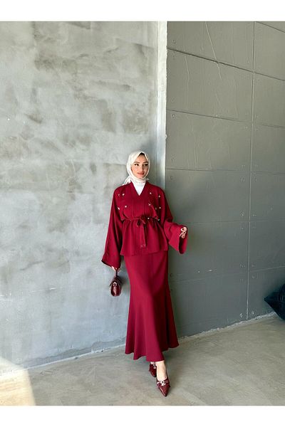 Aranlı tekstil Σετ Φούστα-Μπλούζα 2 τεμαχίων με πέτρινη φούστα