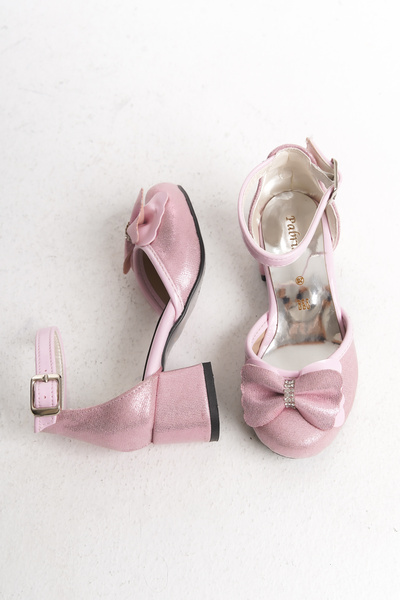 CAMOLLA Růžové dívčí boty na podpatku Elsali Bow