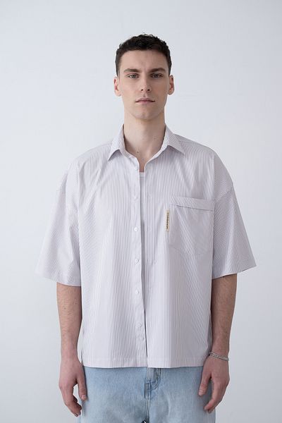 İLKCET MODA Slim Striped Short Sleeve Men's Shirt