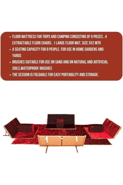 smart home طقم جلوس تراثي مكون من 9 قطع مناسب للسفر والرحلات البرية والحديقة