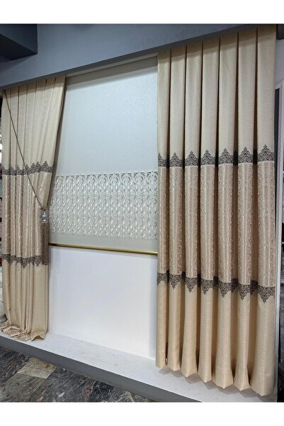 Koral Pano Fon Perde ( 2 Kanat ) Açık Bej _yeni Sezon