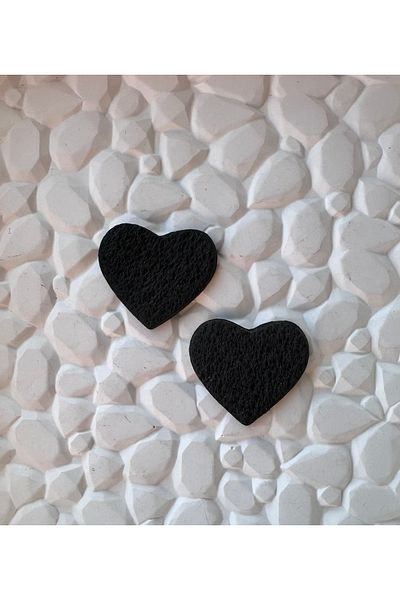 ACCESSORY Black Heart Earrings Polymer Clay Earrings