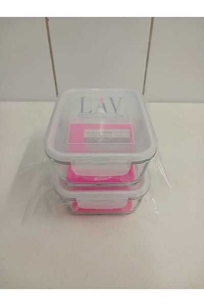LAV Feyzade Fresco Two Section Ziplock Glass Storage Container Set of 2 1120Cc Rectangular (Frs-297)