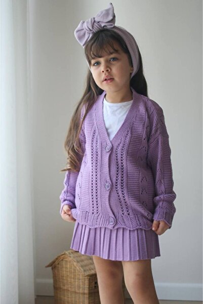 Butik KIZ ÇOCUK LİLA ETEKLİ TRİKO TAKIM
