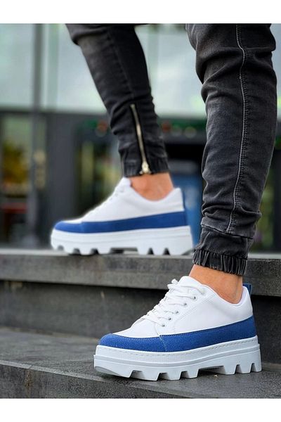 Skygo Kb-056 Kuback White Blue Detailed White High Sole Casual Sports Shoes