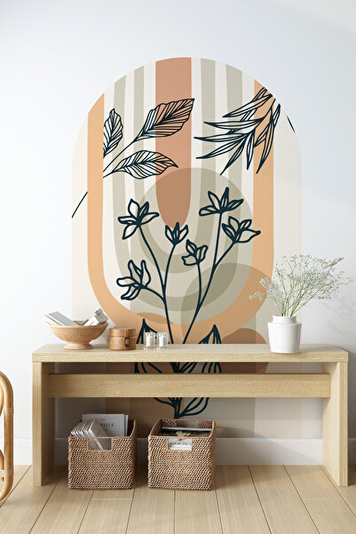 Pluswall Kendinden Yapışkanlı Oval Kesim Bohem Art Duvar Kağıdı Stickeri, Kol...