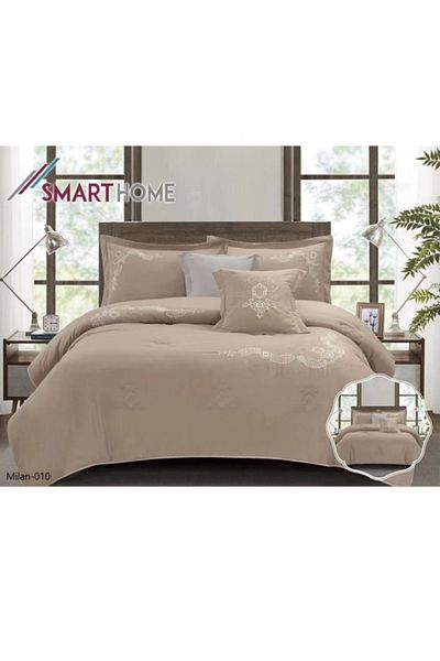 smart home Embroidered two-sided quilt set, two-sided mattress, consisting of 6 pieces, quilt with 6-piece