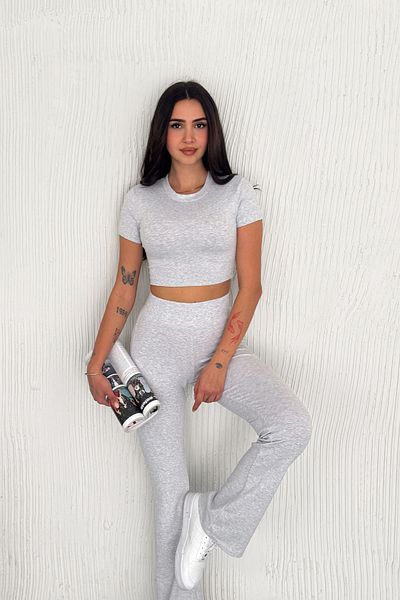 MOZENA Ribbed Leggings Crop - Two Piece Set