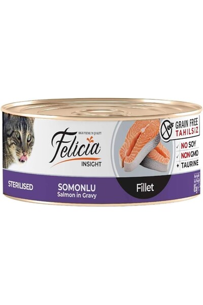 Felicia Yaş Kedi Maması, Kısırlaştırılmış Kediler Için, Somonlu Fileto, Tahıl...
