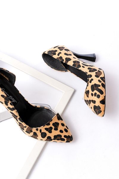DURUNUN BUTİĞİ Olet Leopard (Tocuri de 8 cm) Pantofi cu toc pentru utilizare zilnică ascuțită în față