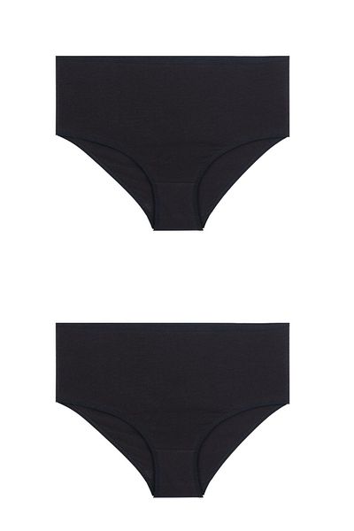 Rubuvi Women's Black 2 Pack Cotton Lycra High Waist Hipster Panties