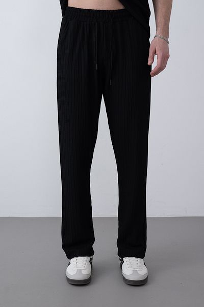 İLKCET MODA Πλεκτό φαρδύ ανδρικό casual παντελόνι