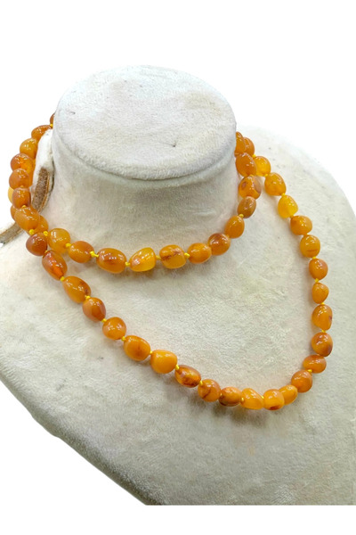 BOJI Unisex Sertifikalı Baltık Amber Guatr Sinir Stres Damla Kehribar Yetişkin Kolye